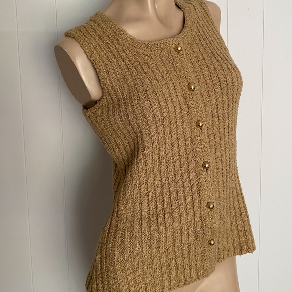VTG 1970s Camel Sweater Vest Acrylic Wool Blend Sz M - Picture 2 of 7
